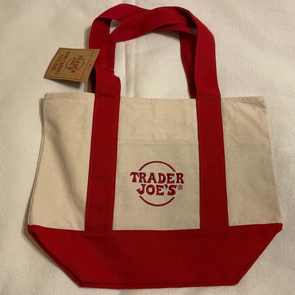 New with Tag! RED - Trader Joe's MINI Limited Edition Canvas Tote Bag!